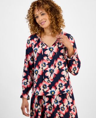 Women's Printed Lurex Shine Top, Exclusively at Macy's image