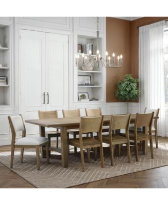 Furniture - Nordic 9-Pc Dining Set (Table + 6 Side Chairs+ 2 Upholstered Chairs)