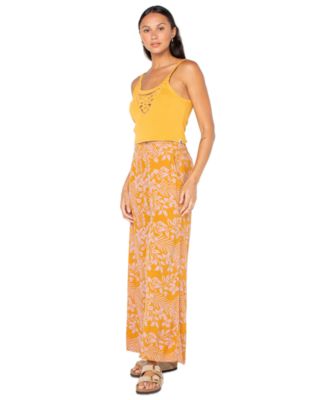 Roxy - Juniors' Floral-Print Midnight Avenue Crinkled Pull-On Pants