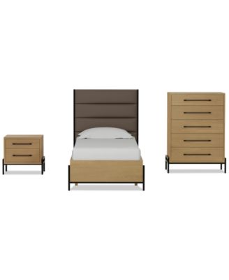 Furniture - Linstead 3-Pc. Twin Upholstered Set (Bed, Chest & Nightstand)