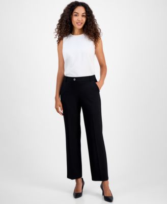 Kasper - Women's Mid-Rise Pull-On Straight-Leg Pants