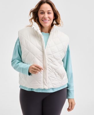 ID Ideology - Plus Size Relaxed Zip-Front Sherpa Vest