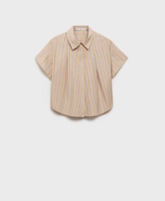 MANGO - Women's Short Sleeve Striped Shirt