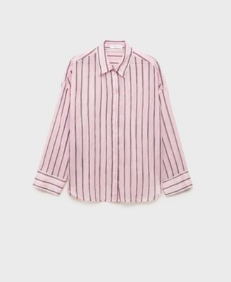 MANGO - Women's Striped Ramie Shirt