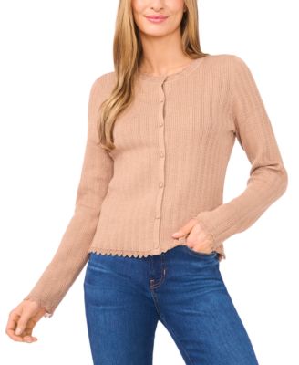 CeCe - Women's Button Front Long Sleeve Cardigan Sweater