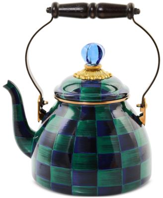 MacKenzie-Childs - Juniper Check Enameled 2-Quart Tea Kettle