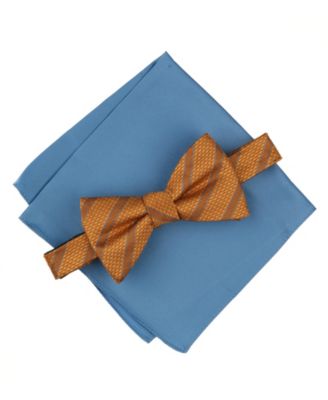 Alfani - Men's Mini-Pattern Bow Tie & Solid Pocket Square Set