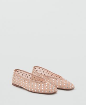 MANGO - Women's Mesh Strass Ballerina Flats