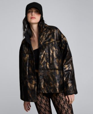 Kenneth Cole - Women's Foiled Satin Puffer Jacket