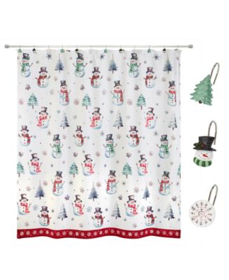 Winter Snowman Shower Curtain and 12-Pc. Shower Curtain Hooks Set image