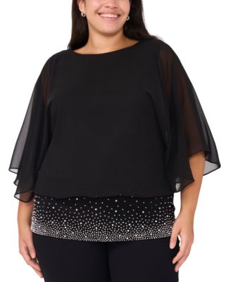 MSK - Plus Size Embellished Banded Chiffon Blouse