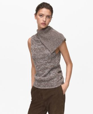 MANGO - Women's Mottled Wrap Collar Vest
