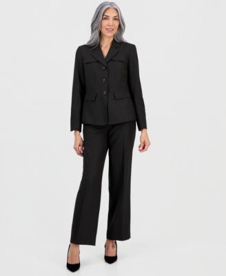 Le Suit - Women's Notch-Lapel Button-Front Pantsuit