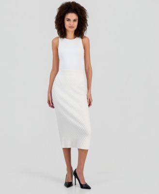 Anne Klein - Women's Pull-On Cable-Stitch Midi Skirt