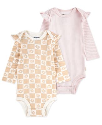 Baby Girls' Crewneck Bodysuits, 2-Pack Set image