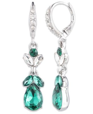 Givenchy - Glass Stone Silver-Tone Drama Double Drop Earrings