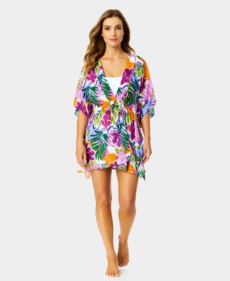 Anne Cole - Women's Printed Tie Front Kaftan