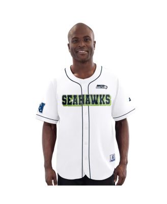 Starter - Men's&nbsp;White Seattle Seahawks Relay Full-Button Baseball Jersey