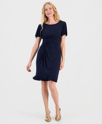 Connected - Women's Side-Gathered Flutter-Sleeve Dress