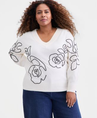 Style & Co - Plus Size Embroidered Soutache Sweater