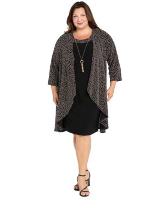 R & M Richards - Plus Size Glitter Pull-On Jacket Dress