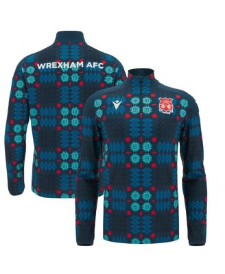 Macron - Men's Blue Wrexham Warm-Up Quarter-Zip Pullover