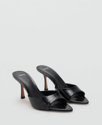 MANGO - Women's Croc-Effect Heeled Sandals