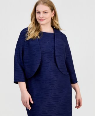 Kasper - Plus Size Wave Rib Shrug