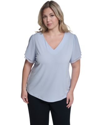 Calvin Klein - Plus Size V-Neck Pull-On Blouse