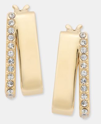 DKNY - Gold-Tone Pav&eacute; Square Split Hoop Earrings