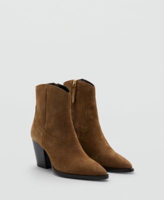 MANGO - Women's Suede Block-Heel Boots
