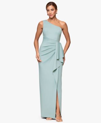 XSCAPE - Petite One-Shoulder Side Ruching Gown