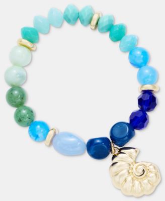 On 34th - Beaded Shell Charm Stretch Bracelet