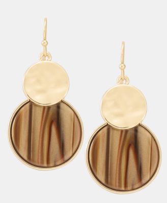 Style & Co - Disc & Stone Inlay Drop Earrings
