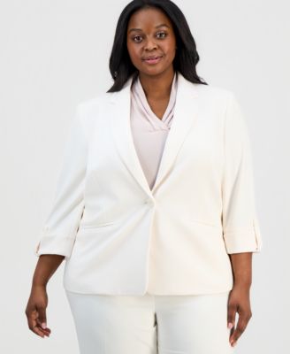 Anne Klein Essentials - Plus Size 3/4-Sleeve One-Button Blazer