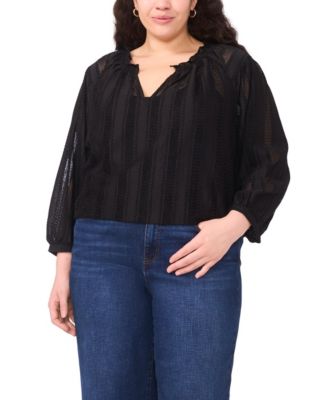Vince Camuto - Plus Size Split Neck Peasant Blouse
