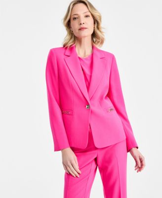 Kasper - Women's One-Button Chain-Trim Blazer
