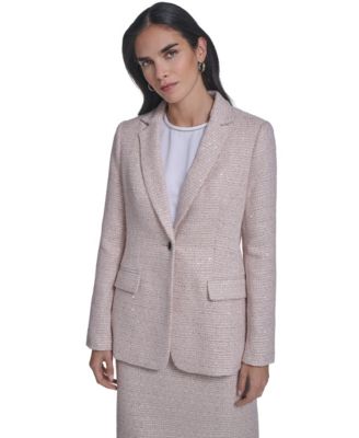 Calvin Klein - Petite One-Button Tweed Jacket