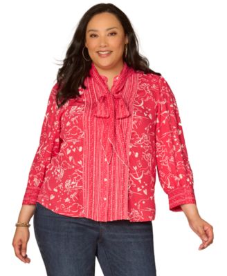 Democracy - Plus Size 3/4-Length Sleeve Button-Down Top