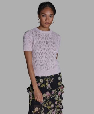 BCBG - Women's Crewneck Oversized Zig Zag Sweater