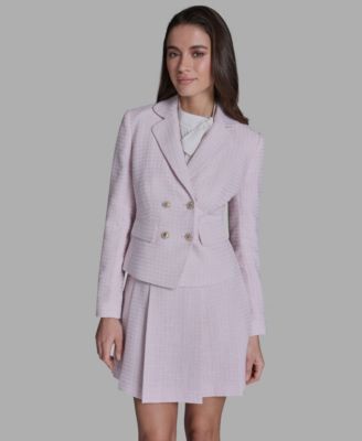 BCBG - Women's Notch Collar Double-Breasted Tweed Jacket