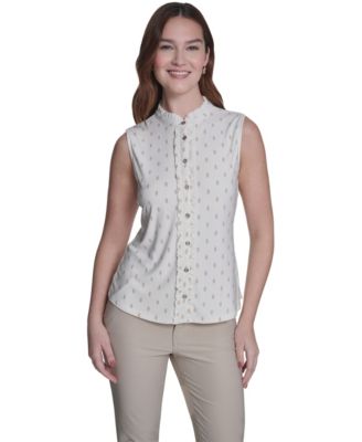 Tommy Hilfiger - Women's Ruffle Placket Dot Top