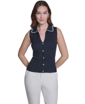 Tommy Hilfiger - Women's Sleeveless Collared Sweater