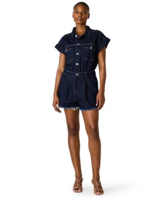 Steve Madden - Women's Calliope Collared Short-Sleeve Romper