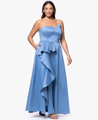 XSCAPE - Plus Size A-Line Asymmetrical Neck Ball Gown