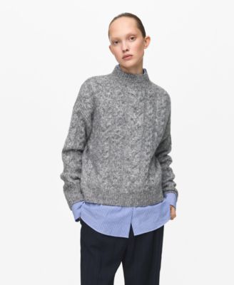 MANGO - Women's Perkins Neck Braided Sweater