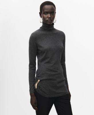 MANGO - Women's Brooch Turtleneck Sweater