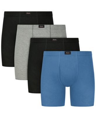 Hanes - Men's Ultimate Solid Cotton Boxer Briefs, 4-Pack