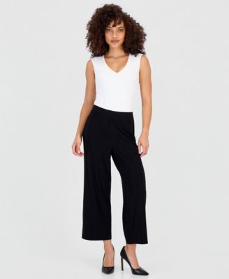 Anne Klein Essentials - Petite High Rise Cropped Pull-On Pants