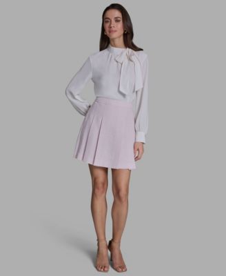 Women's Pleated Tweed Mini Skirt image